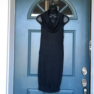 Halston Heritage Black Cowl-neck Knit Cocktail Dress Sz XS